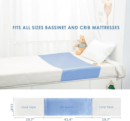 23 Momme Silk Bassinet Sheet for Baby Hair, No More Bed Head and Baby Bald Spots, 100% Mulberry Silk Crib Sheets for Baby Boy/Girl (Blue)