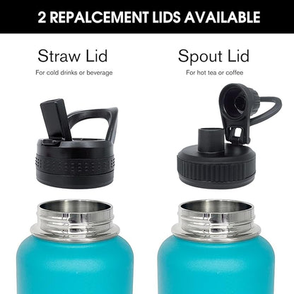 4pack 32 oz Insulated Water Bottle With Straw, Stainless Steel Sports Water Cup Flask with 2 Lids, Wide Mouth Travel Thermal Mug,Blue gradient