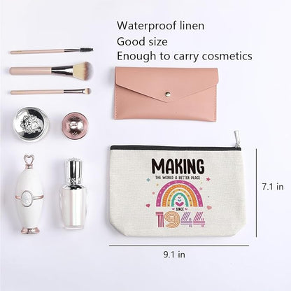 80th Birthday Gifts for Women, 80 Years Old Birthday Gifts Makeup Bag for Mom, Friend, Sister, Grandma, Travel Toiletry Makeup Organizer Zipper Pouch - Making The World a Better Place Since 1944