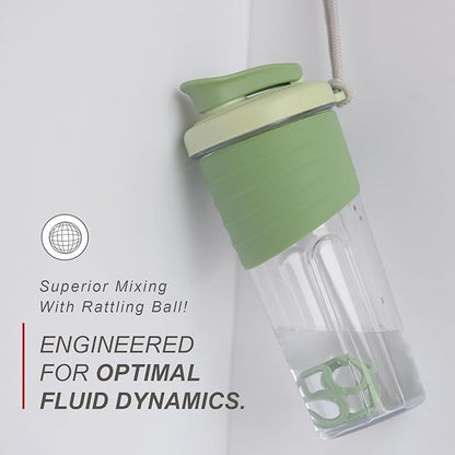 Shaker Bottle for Protein Mixes，24 oz，Protein Shaker Bottles with Whisk Ball, Mixer Bottle, Protein Bottle,Portable Pre Workout Whey Protein Drink Shaker Cup，Green