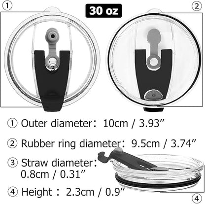 3 Packs Lids for 30oz Tumblers, Spill-proof Splash Resistant Straw-friendly Cover for Old Style Rtic, Ozark Trail 30 oz. Cups - Black