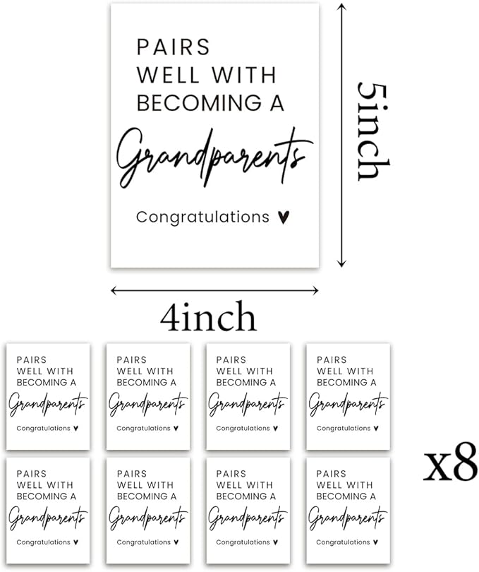 8 Pcs Grandparents Pregnancy Baby Announcement Wine Labels, Funny Pregnancy Baby Announcement Gifts for New Grandparents, Pairs Well with Becoming A Grandparents Wine Bottle Stickers Labels