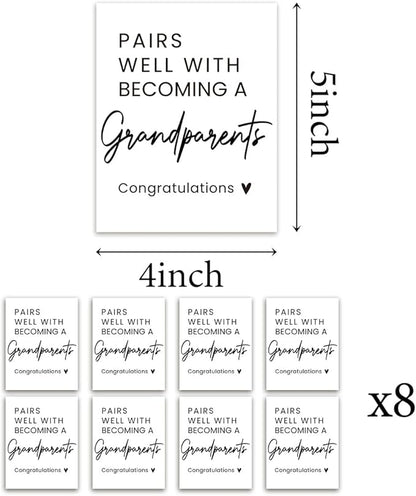 8 Pcs Grandparents Pregnancy Baby Announcement Wine Labels, Funny Pregnancy Baby Announcement Gifts for New Grandparents, Pairs Well with Becoming A Grandparents Wine Bottle Stickers Labels