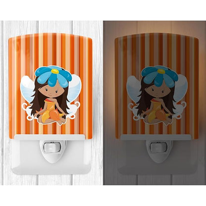 Caroline's Treasures BB6913CNL Fairy Orange Stripes Ceramic Night Light Compact, UL-Certified, Ideal for Bedroom, Bathroom, Nursery, Hallway, Kitchen, 6x4x3, Multicolor
