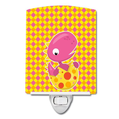 Caroline's Treasures BB6892CNL Baby T-Rex Dinosaur Hatching Ceramic Night Light Compact, UL-Certified, Ideal for Bedroom, Bathroom, Nursery, Hallway, Kitchen, 6x4x3, Multicolor