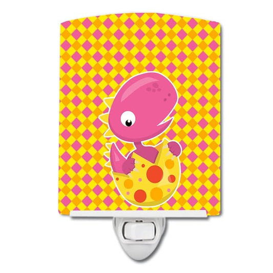 Caroline's Treasures BB6892CNL Baby T-Rex Dinosaur Hatching Ceramic Night Light Compact, UL-Certified, Ideal for Bedroom, Bathroom, Nursery, Hallway, Kitchen, 6x4x3, Multicolor