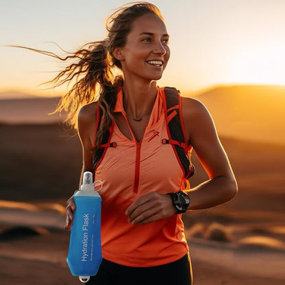 150ml Soft Flask, TPU Collapsible Soft Water Bottle for Hydration Pack, Running Vest, Folding Water Bottle for Hiking Cycling Climbing-1Pcs, Blue