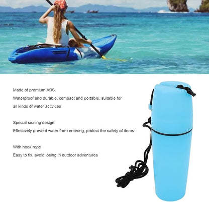 Luqeeg Kayak Container Bottle, Waterproof Container Bottle Dry Canister Container Bottle with Hook Rope Kayak Sealed Bottle for Diving Snorkeling Surfing Kayaking Boating (Blue)
