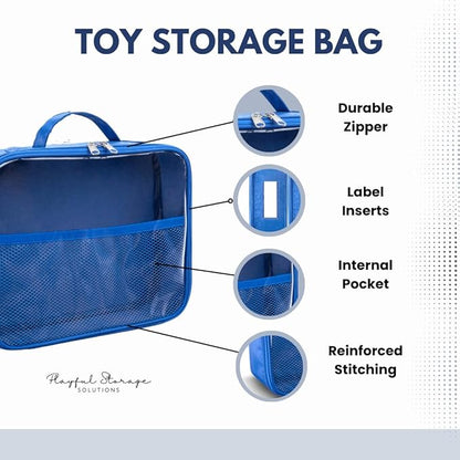 4 Pack Toy Organization Bag, Toy Storage Carry Case for Travel, Car Toy Organization Bag, Toy Storage Organizer for Building Bricks, Tiles, Toys, Games, Crafts (pink, Medium)