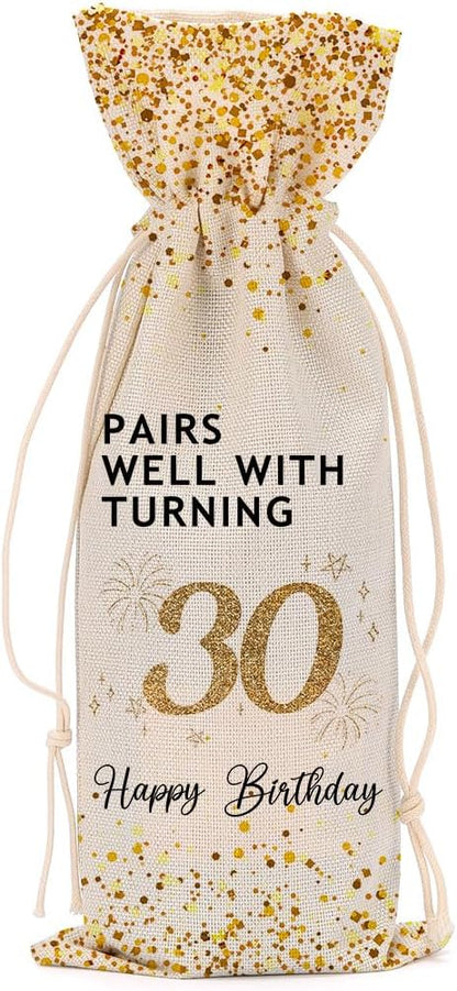 30th Birthday Wine Bag 30th Birthday Decorations for Her 30 Year Old Birthday Gifts for Women Men Coworkers Lady Friend Him Her Bestie Anniversary Wine Bags