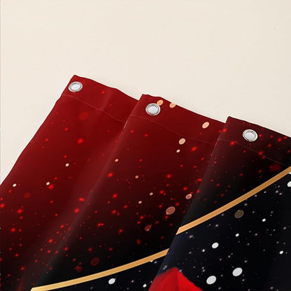 AILONEN Romantic Red Rose Flower Shower Curtain,Red and Black Floral Bath Curtain,Modern Flower Waterproof Curtain for Bathroom Decor, 72" W x 84" H