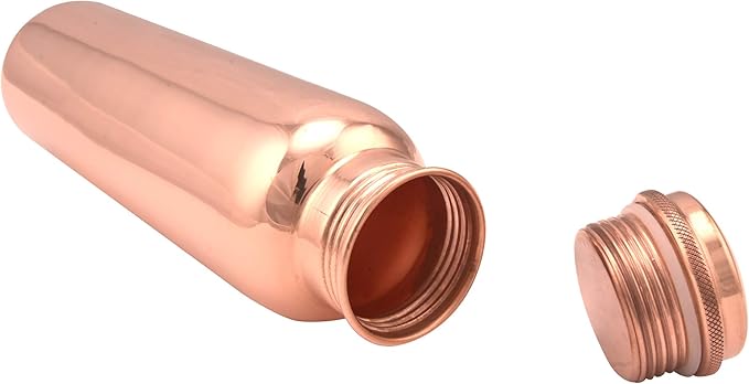 Aquatic Copper Water Bottle 34oz - Leak Proof - Ayurvedic Copper Bottle -Perfect Ayurvedic Copper Vessel for Sports, Fitness, Yoga - Natural Health Benefits - Plain - Made in India