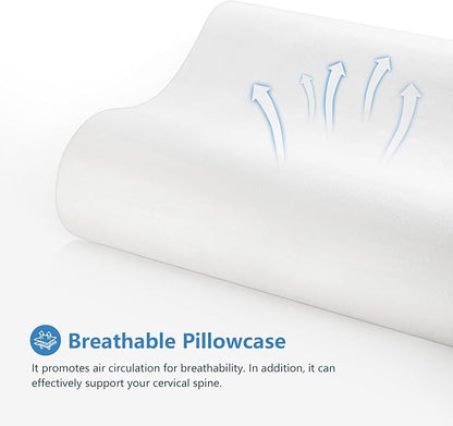 AM AEROMAX 32" King Size Contour Memory Foam Pillow, Neck Pillow for Neck Pain Relief, Neck Orthopedic Sleeping Pillows for Side, Back and Stomach Sleepers(Grey,Velvet)