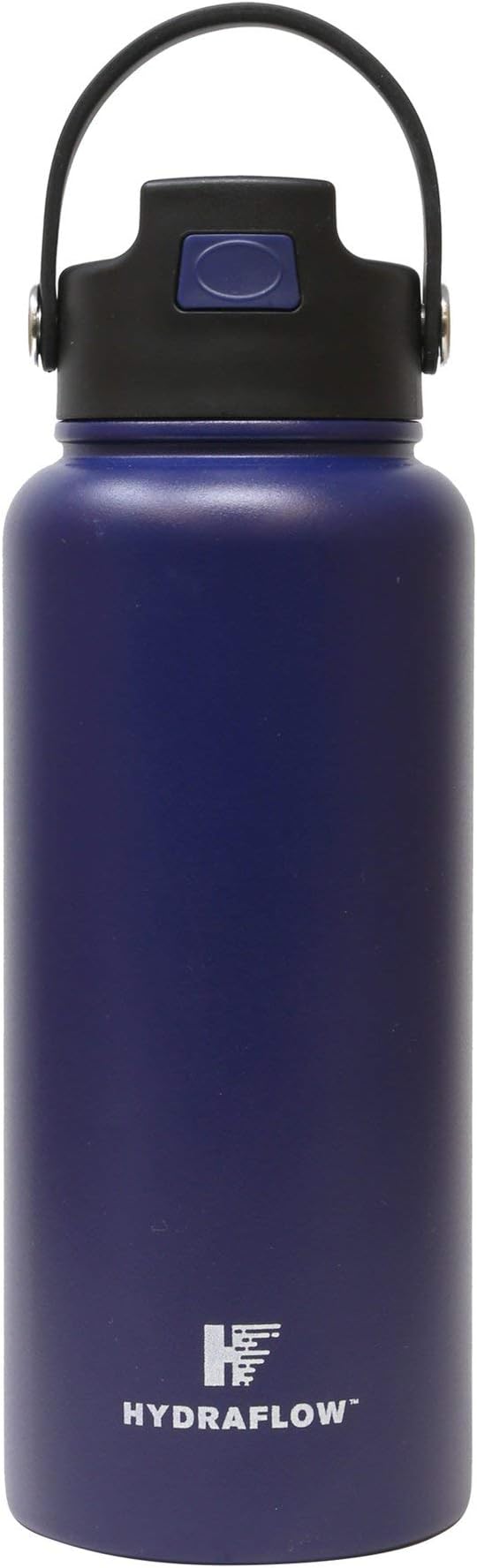Hydraflow Hybrid - Triple Wall Vacuum Insulated Water Bottle with Flip Straw (34oz, Powder Navy) Stainless Steel Metal Thermos, Reusable Leak Proof BPA-FREE for Sports and Travel