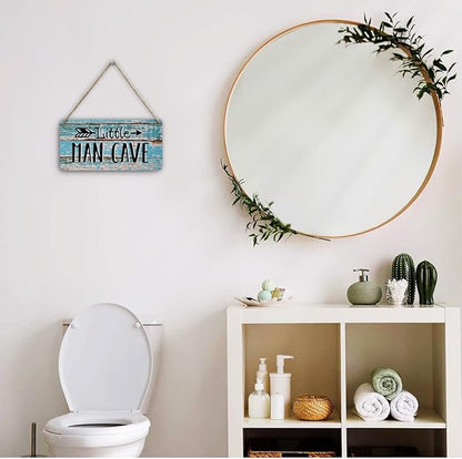 Man Cave Decor Front Door Decor for Garage Patio Bar Wooden Wall Sign Rustic Wall Hanging Plaque Sign for Nursery Boys Room Bedroom Living Room Man Cave Playroom Game Room Bathroom Kitchen Yard