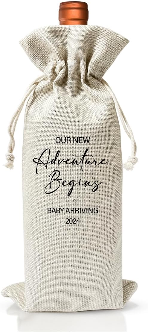 Gender Neutral Pregnancy Announcement Wine Gift Bag 2024, Baby Announcement for New Grandpa Grandma Uncle Aunt, Religious Pregnancy Announcement 2024, Baby Shower or Party Decor, New Dad Mom Gift 2024