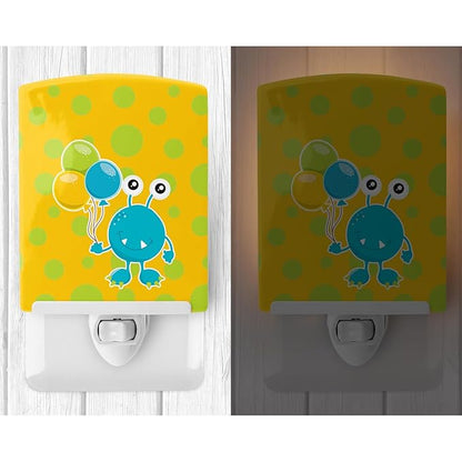 Caroline's Treasures BB9096CNL Birthday Monster with Balloons Ceramic Night Light Compact, UL-Certified, Ideal for Bedroom, Bathroom, Nursery, Hallway, Kitchen, 6x4x3, Multicolor