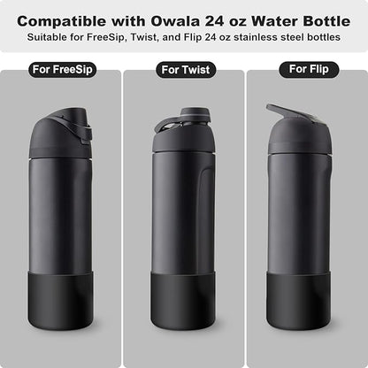 2PCS Silicone Water Bottle Boot for Owala 24oz 32oz 40oz, Anti-Slip Protective Sleeve Bottom Bumper Protector for FreeSip, Twist, and Flip Stainless Steel Water Bottles