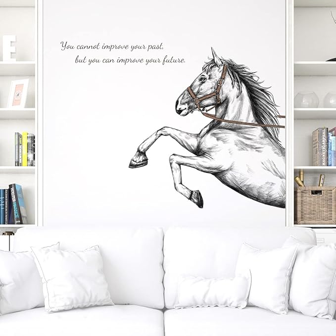 Inspirational Horse Wall Decals - Leaping & Standing Designs - 90x30cm Sheets, Perfect for Motivational Decor
