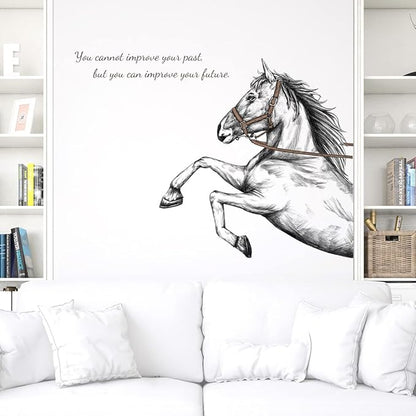 Inspirational Horse Wall Decals - Leaping & Standing Designs - 90x30cm Sheets, Perfect for Motivational Decor