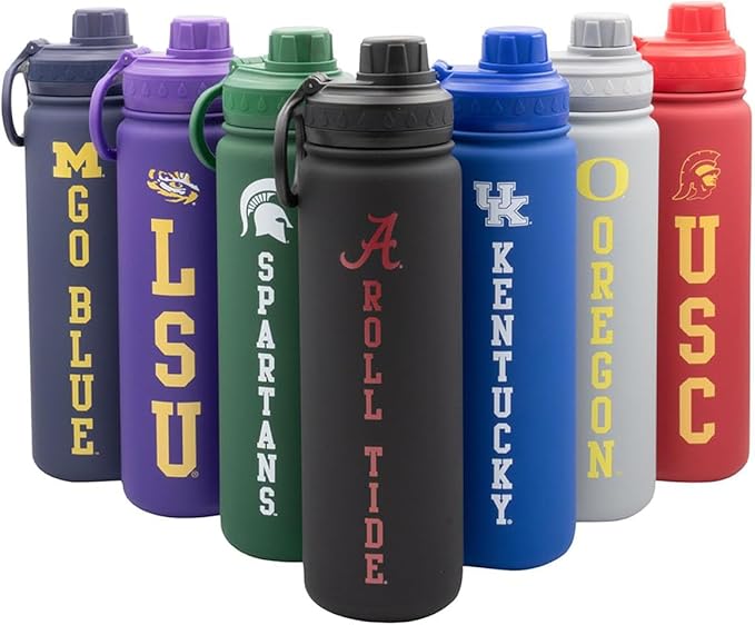 Alabama Roll Tide Water Bottle - Black Double Walled Stainless Steel 24 oz Keeps Drinks Cold or Hot
