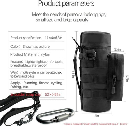 Outdoor Military Tactical Water Bottle Bag, Multi-Function Mount Water Bottle Bag for Camping Trip, with Adjustable Shoulder Strap, Large-Capacity Water Bottle Bag on Waist