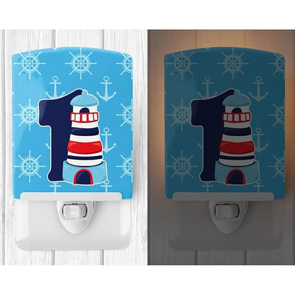 Caroline's Treasures BB8872CNL Nautical Month 1 Ceramic Night Light Compact, UL-Certified, Ideal for Bedroom, Bathroom, Nursery, Hallway, Kitchen, 6x4x3, Multicolor