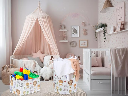 Kids Laundry Hamper,Baby Laundry Basket Animal Storage Baskets for Kids Room Decor,Nursery Hamper,Bedroom,Toy Organizer,(Cute Animal)