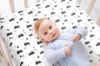 4 Pack Woodland Forest Animals Wood Neutral Unisex Fitted Baby Crib Sheets Set for Baby Boys or Girls Cartoon