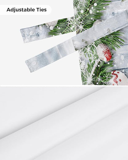 Merry Christmas Blackout Tie Up Valance Curtains for Kitchen Windows Xmas Snowman Snowy Pine Tree Window Toppers Balloon Shades for Living Room/Bathroom/Bedroom,1 Panel, 54" X 18", Blue Winter