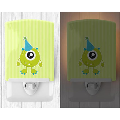 Caroline's Treasures BB9102CNL Birthday Monster Hat Ceramic Night Light Compact, UL-Certified, Ideal for Bedroom, Bathroom, Nursery, Hallway, Kitchen, 6x4x3, Multicolor