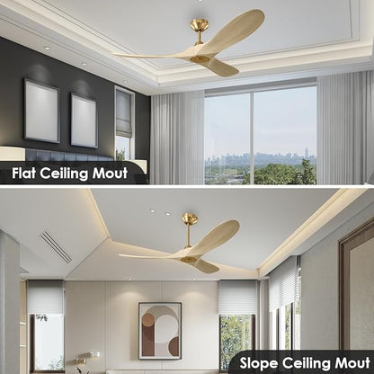 3MAVSM60BBSWWO Smart Maverick Ceiling Fan with Remote Control, Indoor or Outdoor, Compatible with Alexa & Google Voice (Burnished Brass with Washed White Oak Blades, 60-inch)