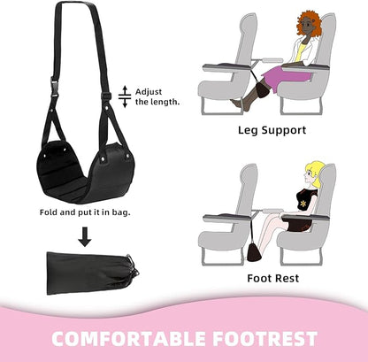 4 in 1 Travel Blanket and Pillow Set with Airplane Footrest - 350 GSM Thick Travel Blanket Airplane Compact with Bag, Inflatable Pillow, Foot Hammock for Plane Travel (Dark Grey)