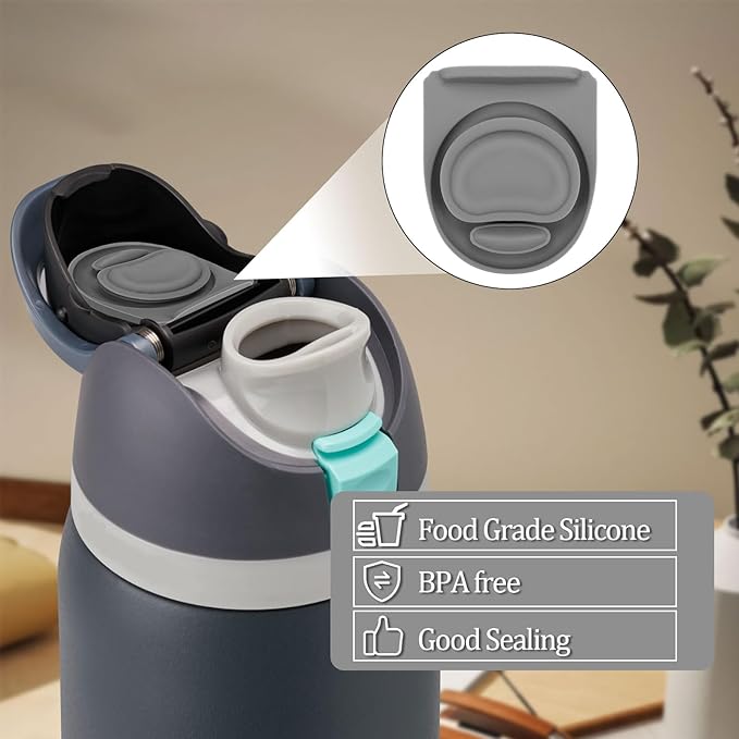 4Pcs Replacement Stopper for Owala Free Sip 24oz 32oz Water Bottle, Silicone Lid Stopper, Bottle Cap Mouth Seal Gaskets, Owala Water Bottle 19oz 40oz Accessories,Gray