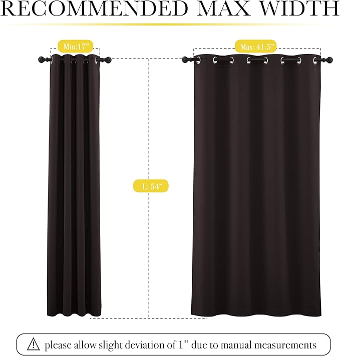 NICETOWN Truly Blackout Curtains 54 inches Length, 2 Thick Layers Completely Blackout Window Treatment Thermal Insulated Lined Drapes for Basement Window (Brown, 1 Pair, 52 inches Width Each Panel)