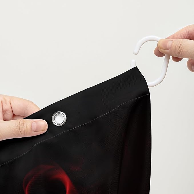 AILONEN Red and Black Rose Shower Curtain,Romantic Smoky Luxury Rose Bathroom Decor,Red Flower Garden Floral Bath Curtain,Waterproof 72" W x 72" H