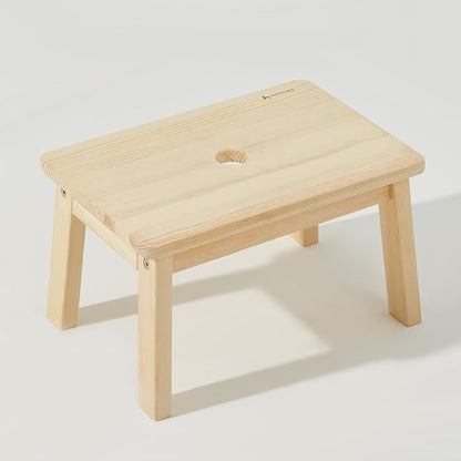 HOUCHICS Wooden Step Stool for Kids,Solid Birch for Kitchen Bedroom Living Room Bathroom Toilet Nursery Toddlers Potty Training Stool with Non-Slip Pads and 220lb Load Capacity (Natural