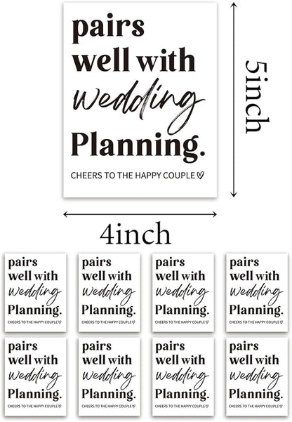 8 Pcs Wedding Wine Labels, Wedding Gifts Bridal Shower Wedding Gifts for Couples 2024, Wedding Party Decorations Wine Bottle Stickers, Pairs Well with Wedding Planning Wine Bottle Labels