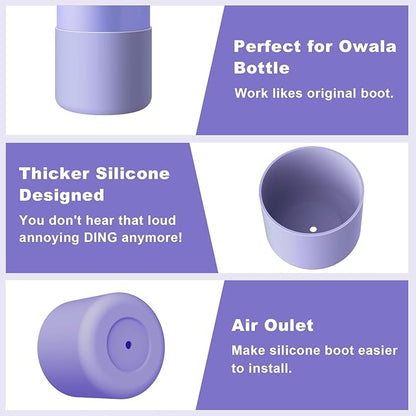 2PCS Silicone Water Bottle Boot for Owala 24oz 32oz 40oz, Protective Bottom Bumper Anti-Slip Sleeve for FreeSip, Twist, and Flip Stainless Steel Bottles, Dishwasher Safe and BPA Free