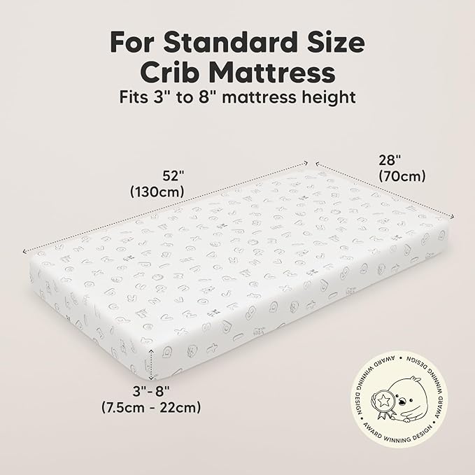2-Pack Organic Crib Sheets for Boys, Girls - Jersey Fitted Crib Sheet, Baby Crib Sheets Neutral, Crib Mattress Sheet, Cotton Crib Sheets, Breathable Crib Sheet, Baby Mattress Sheets (ABC Land Sky)