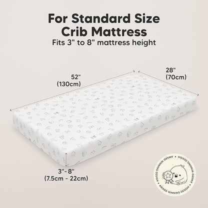 2-Pack Organic Crib Sheets for Boys, Girls - Jersey Fitted Crib Sheet, Baby Crib Sheets Neutral, Crib Mattress Sheet, Cotton Crib Sheets, Breathable Crib Sheet, Baby Mattress Sheets (ABC Land Sky)