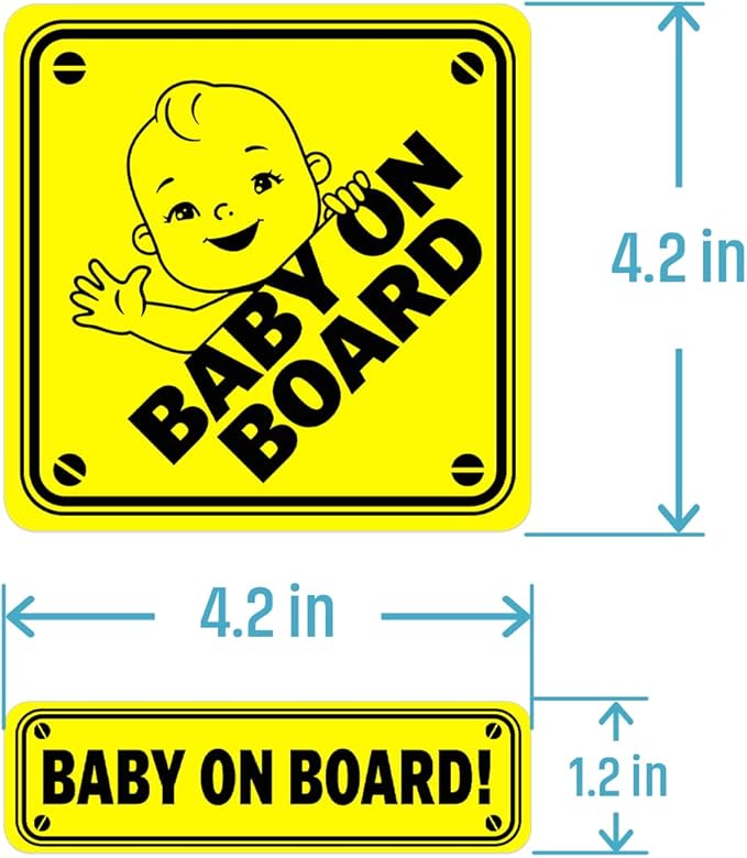 Baby in Car Sticker for Cars Vehicle Kids Children On Board Signs Vinyl Bumper Stickers Drive Safely Around Removable Window Label Decals Sign Truck Label Decorations