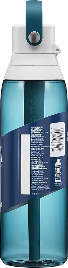 Brita Insulated Filtered Water Bottle with Straw, Reusable, BPA Free Plastic, Sea Glass, 26 Ounce