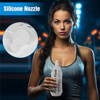 500ML Soft Flask, Running Water Bottle Foldable TPU Hydration Flask for Running Hydration Pack Cycling Hiking Marathon, Clear Pack of 2