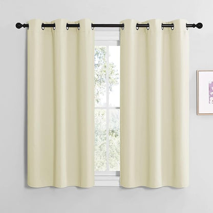 NICETOWN Kitchen Curtains for Decoration, Thermal Insulated Grommet Room Darkening Draperies/Panels for Laundry (Beige, 2 Panels, W42 x L48 inches)