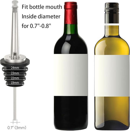 Axe Sickle 6 Pcs Oil Spout Liquor Bottle Pourer Spouts Stainless Steel Speed Pour Spouts for Olive Oil Dispenser Spout for About 3/4" Bottle Mouth, with Flip Top