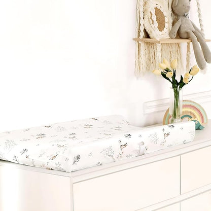GRSSDER Stretch Ultra Soft Jersey Knit Changing Pad Cover Set 2 Pack, Change Table Pad Covers Fit 32"/34" x 16" Pads Safe and Snug, Pretty Pattern for Boys and Girls, Stylish Watercolor Rabbit Pattern