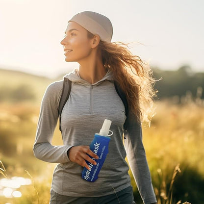 250ML Soft Flask, Running Water Bottle Foldable TPU Hydration Flask for Running Hydration Pack Cycling Hiking Marathon, Pack of 2