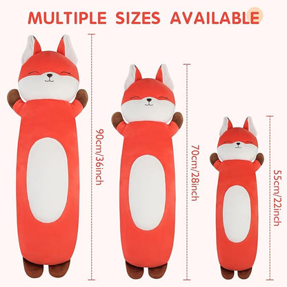 36 inch Orange Fox Stuffed Animal, Soft Long Pillow Doll, Giant Cute Fox Plush Body Pillow Plushies Toy Gift for Kids, Boys Birthday,Valentine,Easter