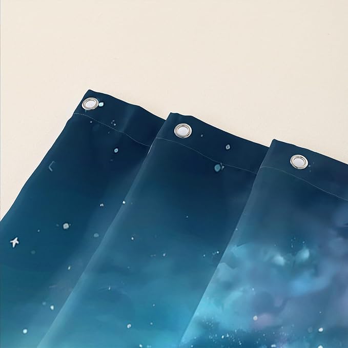 AILONEN 3D Bear Shower Curtain for Bathroom,Evening Starry Black Bear Printed Bath Curtain,Forest Wildlife Decoration Shower Curtain Waterproof 72" W*84" H